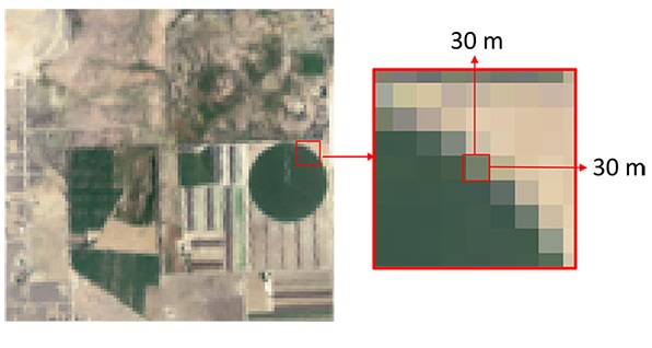 Visualization of spatial resolution with 30m band